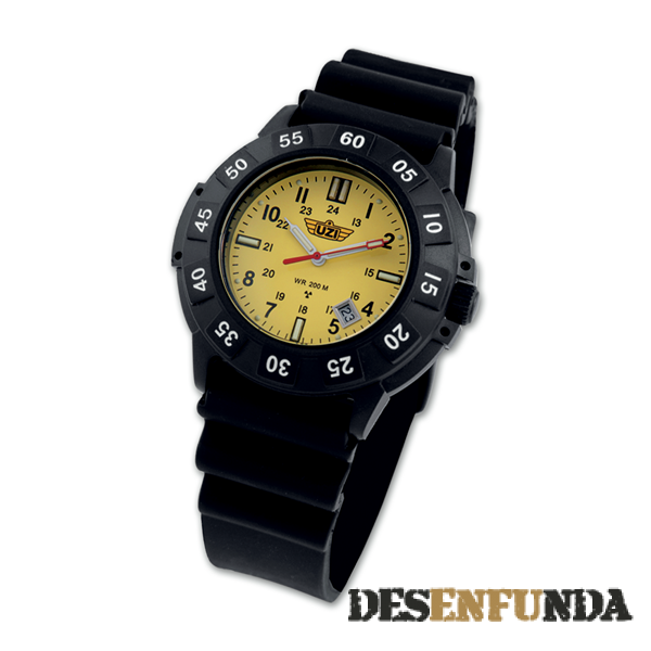 Foto Reloj militar UZI con correa de caucho modelo 'protector' amarillo 200 m. Incluye estuche 54039