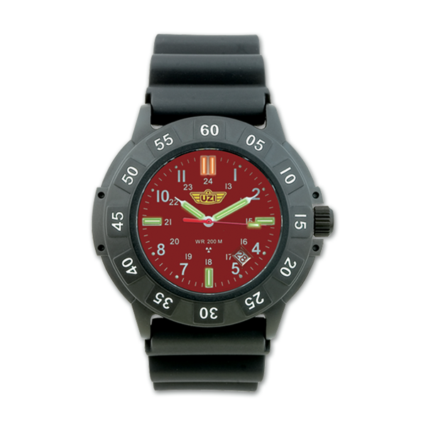 Foto Reloj militar UZI con correa de caucho modelo 'protector' rojo 200 m. Incluye estuche 54037