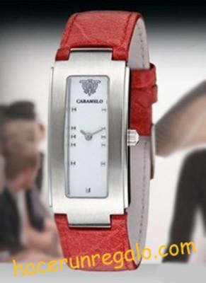 Foto Reloj Para Mujer En Acero Y Correa Roja Caramelo  Steel Woman Watch With Strap