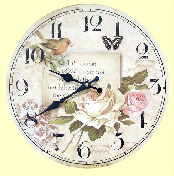 Foto Reloj pared con dibujo de libro y flores en morado - Signes Grimalt - 34 centímetros [42866]