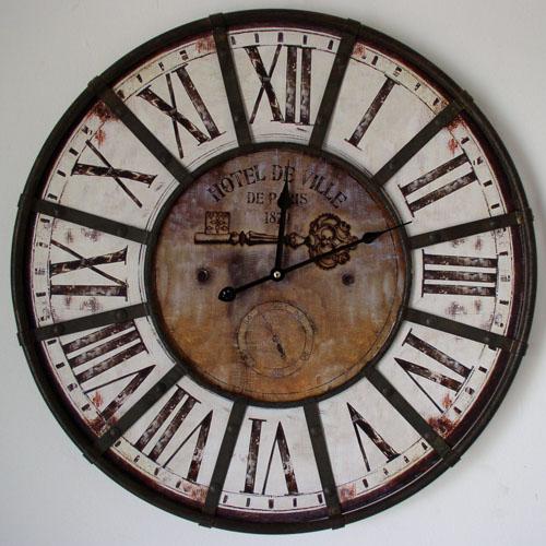Foto Reloj pared madera y hierro 60 cm