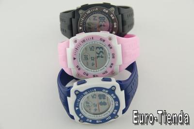 Foto Reloj Sport Mujer Niños Color Silicona Rosa Negro Azul Alarma Crono Anike A730