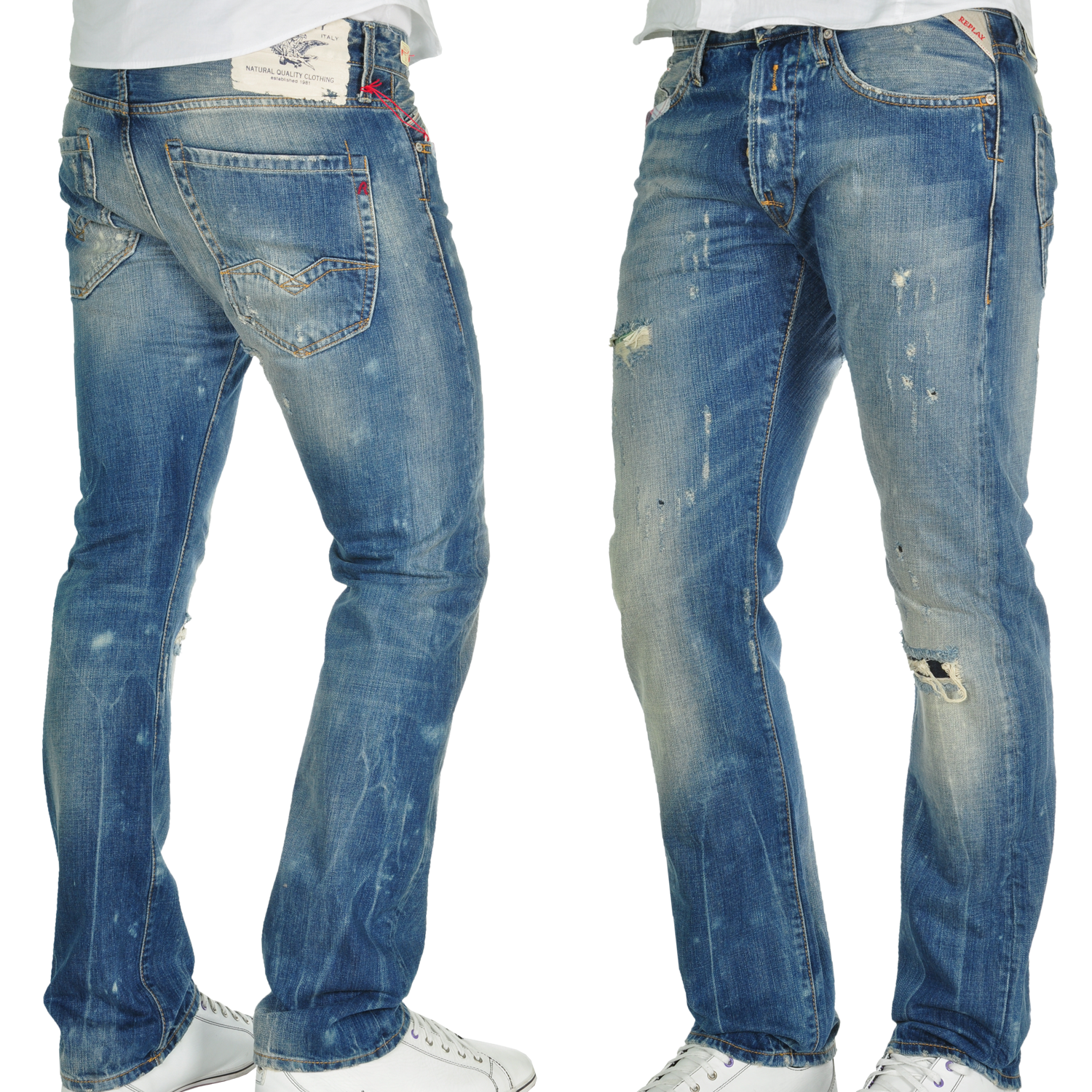 Foto Replay Waitom Slim Regular Fit Jeans Azul Claro