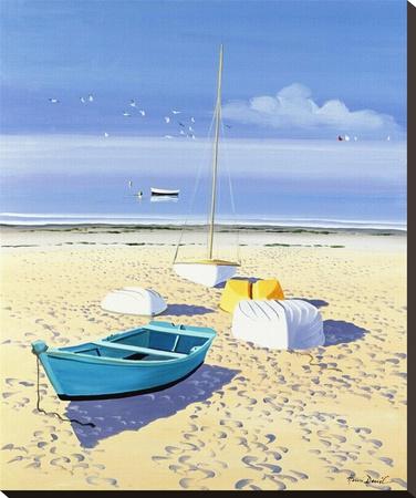 Foto Reproducción en lienzo de la lámina Bateaux Sur La Plage de Henri Deuil, 76x63 in.