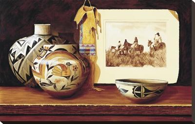 Foto Reproducción en lienzo de la lámina Cheyenne Tobacco Bag de Chuck Sabatino, 48x76 in.
