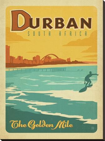 Foto Reproducción en lienzo de la lámina Durban, South Africa: The Golden Mile de Anderson Design Group, 91x69 in.