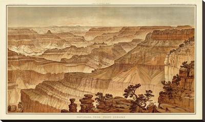 Foto Reproducción en lienzo de la lámina Grand Canyon: Panorama from Point Sublime (Part III. Looking West), c.1882 de William Henry Holmes, 60x102 in.