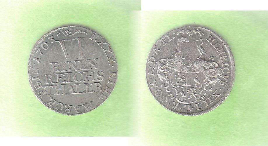 Foto Reuss-Schleiz 1/6 Taler 1763