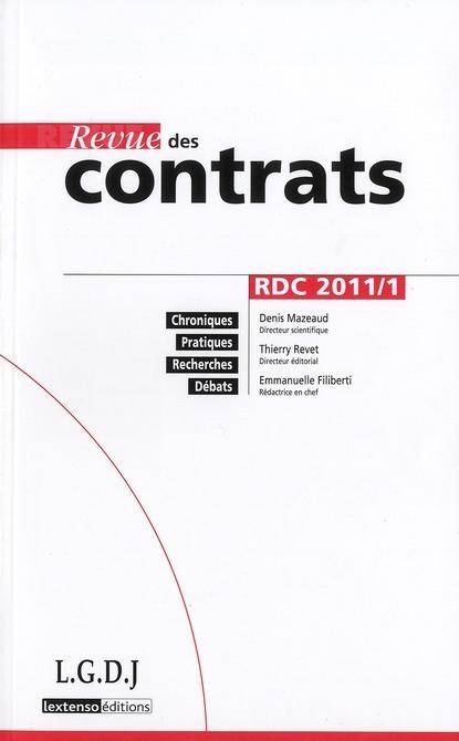 Foto Revue Des Contrats T.1; (édition 2011)
