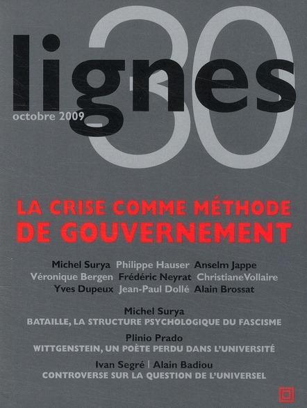 Foto REVUE LIGNES T.30; la crise comme méthode de gouvernement