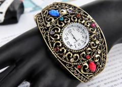 Foto rhinestone bronze bangle bracelet watch