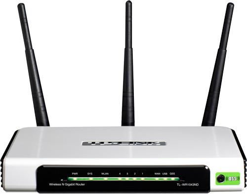 Foto Router tp-link tl-wr1043nd wireless 300n 4 puertos gigabit 3 antenas desmontables atheros