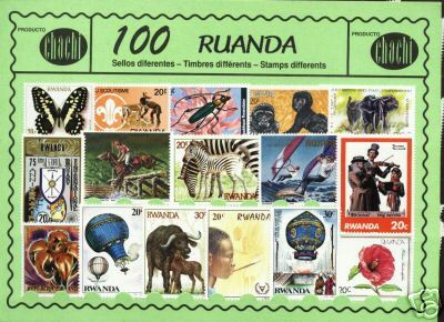 Foto Ruanda Rwanda 100 Sellos Usados Diferentes