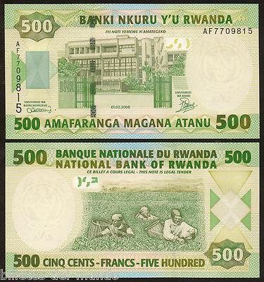 Foto Ruanda Rwanda 500 Francs 2008 Pick 30b Sc Unc