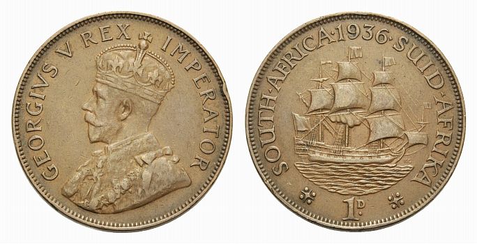 Foto Süd-Afrika Bronze-Penny 1936