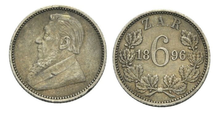 Foto Südafrika 6 Pence 1896