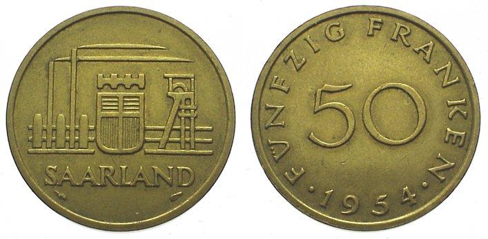 Foto Saarland 50 Franken 1954