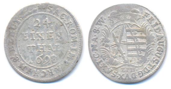 Foto Sachsen: Friedrich August I , 1694-1733 1/24 Taler 1698(aus95)