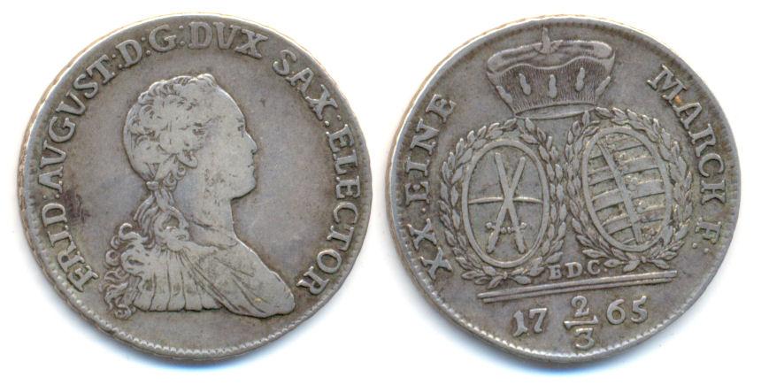 Foto Sachsen: Friedrich August Iii , 1763-1806 2/3 Taler 1765 Dresden