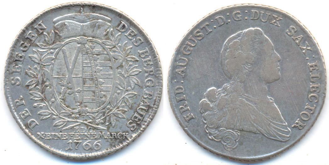 Foto Sachsen: Friedrich August Iii , 1763-1806 Taler Ausbeute 1766 Edc