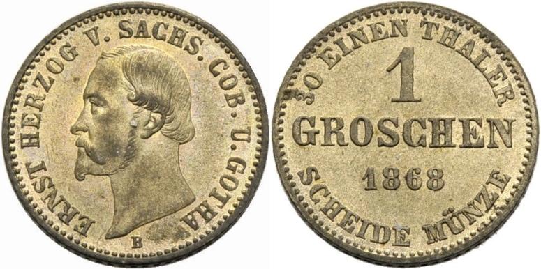 Foto Sachsen-Coburg Und Gotha Groschen 1868