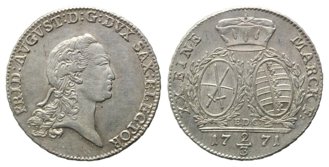 Foto Sachsen, Gulden =2/3 Taler 1771 Edc, Dresden,