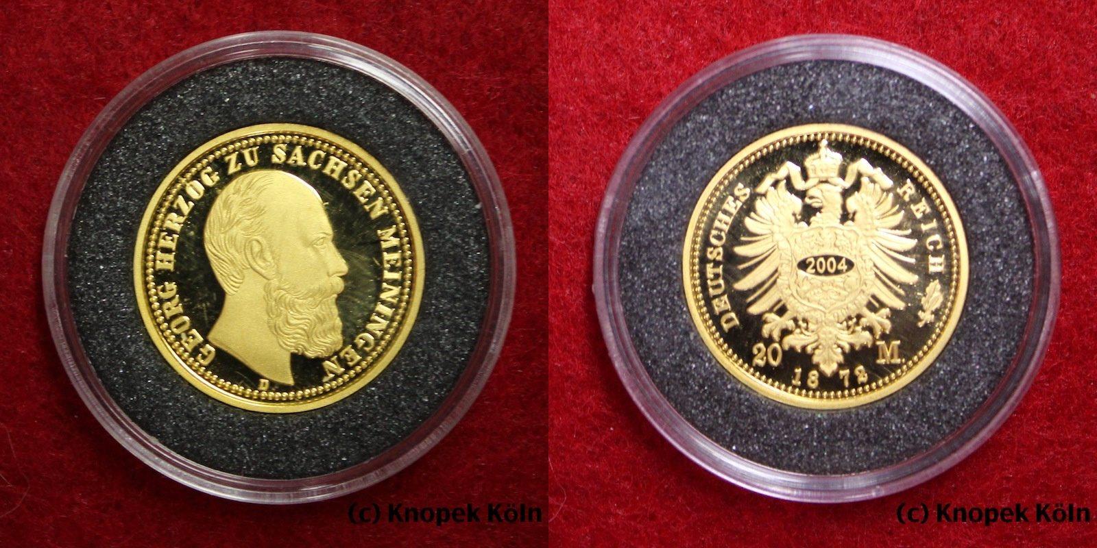 Foto Sachsen-Meiningen / Deutsches Reich 20 Mark Gold 2004 Np