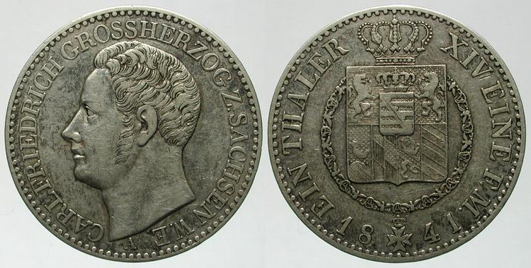 Foto Sachsen-Weimar-Eisenach ab 1741 Taler 1841 A