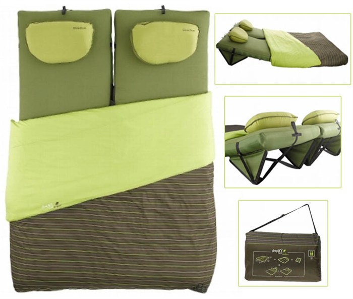 Foto saco de dormir con colchón 15º quechua sleepin' bed campo comodidad 2 personas 140 verde confort 2 personas 140cm - verde