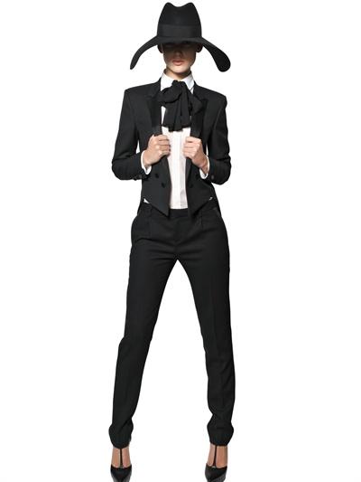 Foto saint laurent chaqueta tuxedo de seda y gabardina de lana