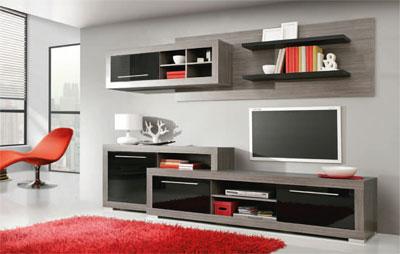 Foto Salon de 280 cms. en color roble ceniza combinando con negro ...