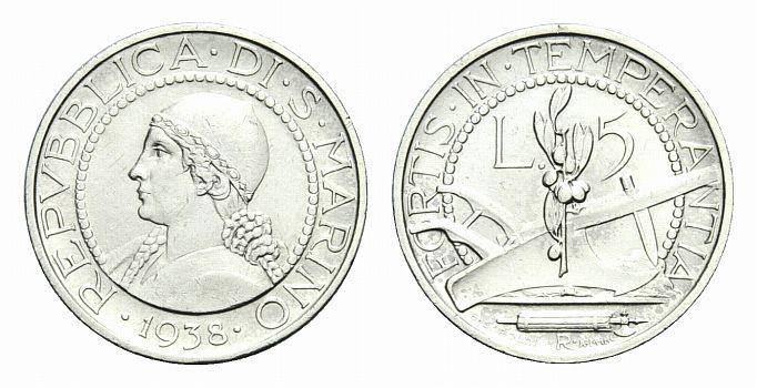 Foto San Marino 5 Lire 1938