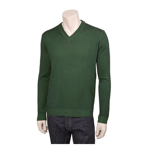 Foto Sand Hombres Merino Wool V-neck Sweater verde
