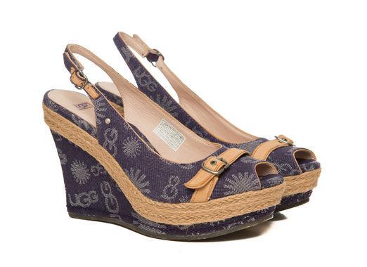 Foto Sandalia de Cuña Noella en Denim con Logos