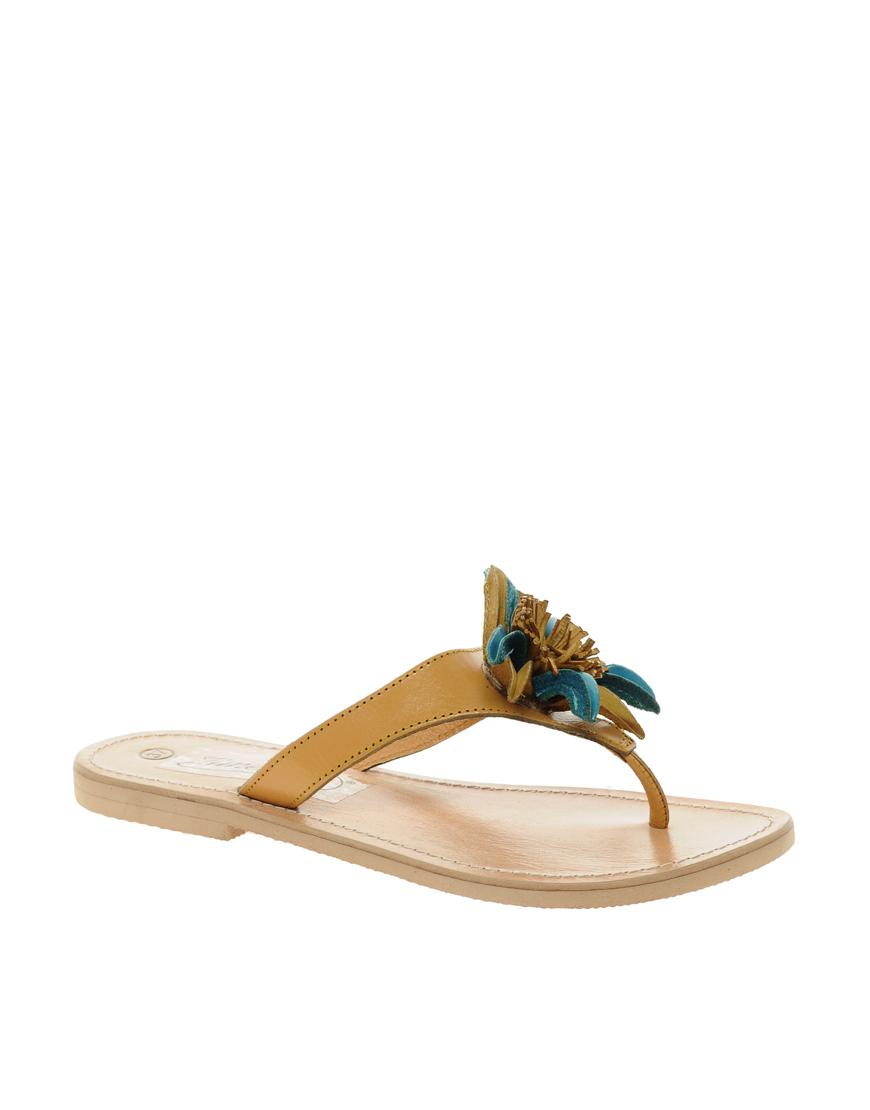 Foto Sandalias de cuero planas Anita Tropical de Timeless Mustard/turquoise
