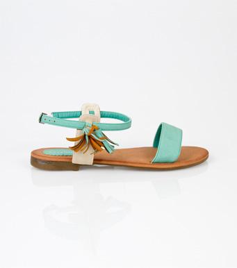 Foto Sandalias planas mujer con flecos bicolor