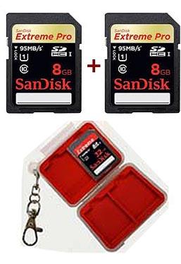 Foto Sandisk SD Extreme Pro 95MB/s 8GB X 2 + Estuche
