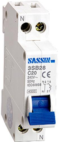 Foto Sassin interruptor magnetotérmico dpn (1p+n). 20a. curva c