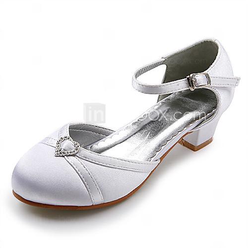 Foto satinado de alta calidad superior de tacón bajo cerrado dedos de los pies floristas zapatos / zapatos de boda (fg009) más colores disponibles