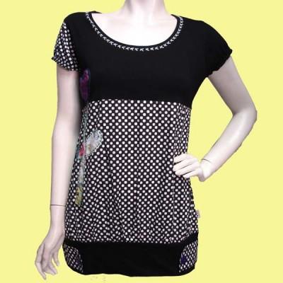 Foto Savage culture: vestido blusón negro lunares flor en relieve