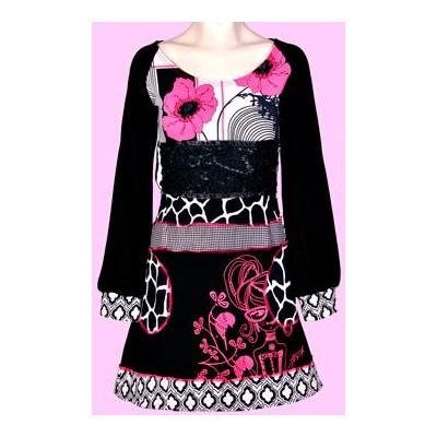 Foto Savage culture: vestido maureen negro estampado rosas
