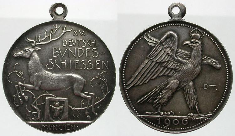 Foto Schützenmedaillen-Deutschland Tragbare, versilberte Medaille 1906