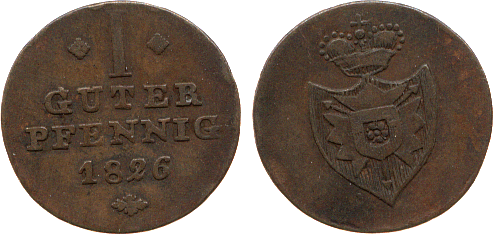 Foto Schaumburg-Lippe 1 Pfennig 1826