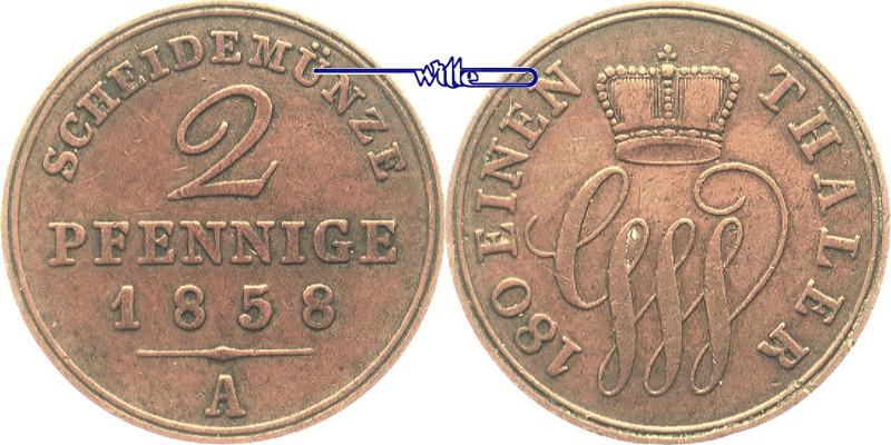 Foto Schaumburg-Lippe 2 Pfennig 1852