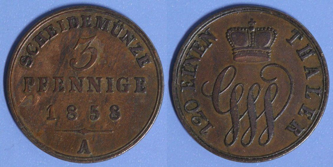 Foto Schaumburg-Lippe 3 Kreuzer 1858 A