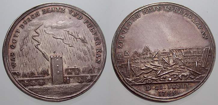 Foto Schlesien-Breslau, Stadt Silbermedaille 1749 Zu 3158 H