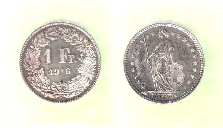 Foto Schweiz 1 Franken 1916