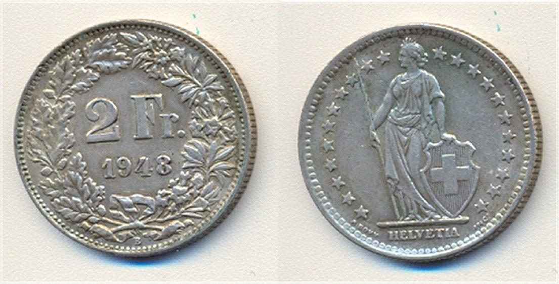 Foto Schweiz 2 Franken 1948