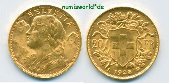 Foto Schweiz 20 Franken 1935