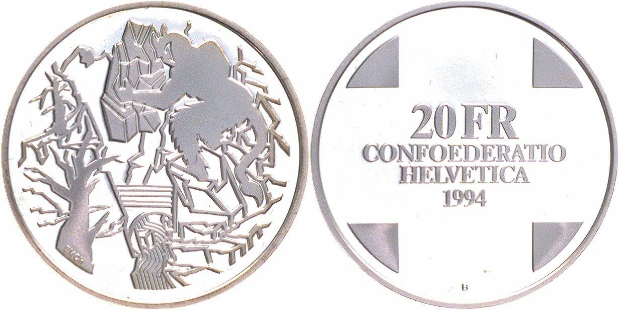 Foto Schweiz 20 Franken Silber 1994